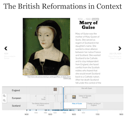 Screenshot of British Reformations in Context timeline